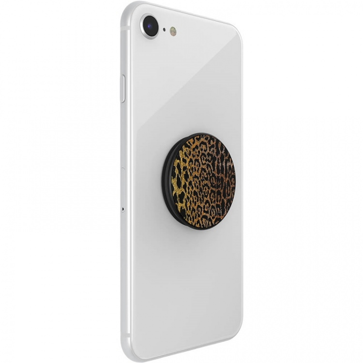 PopSockets Embossed Metal Leopard Removable Grip with Standfunction LUXE