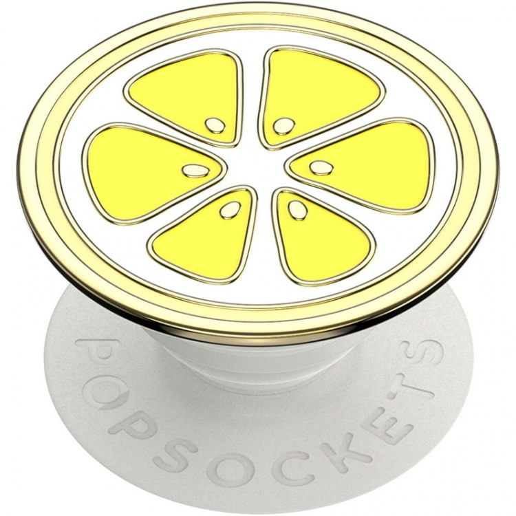 PopSockets Enamel Lemon Slice Yellow Removable Grip with Standfunction Premium