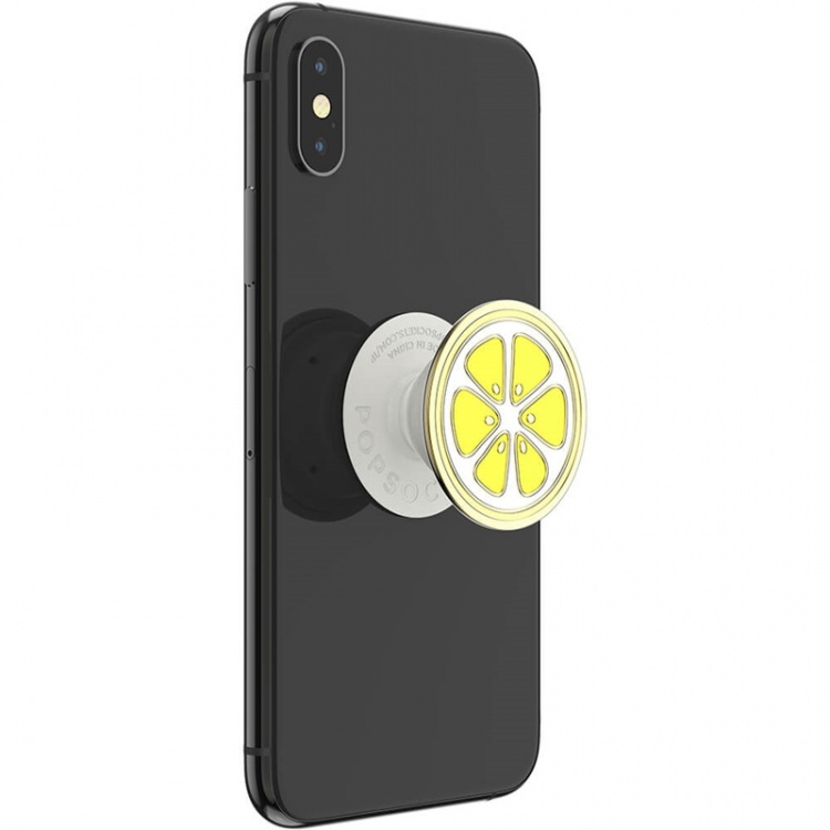 PopSockets Enamel Lemon Slice Yellow Removable Grip with Standfunction Premium