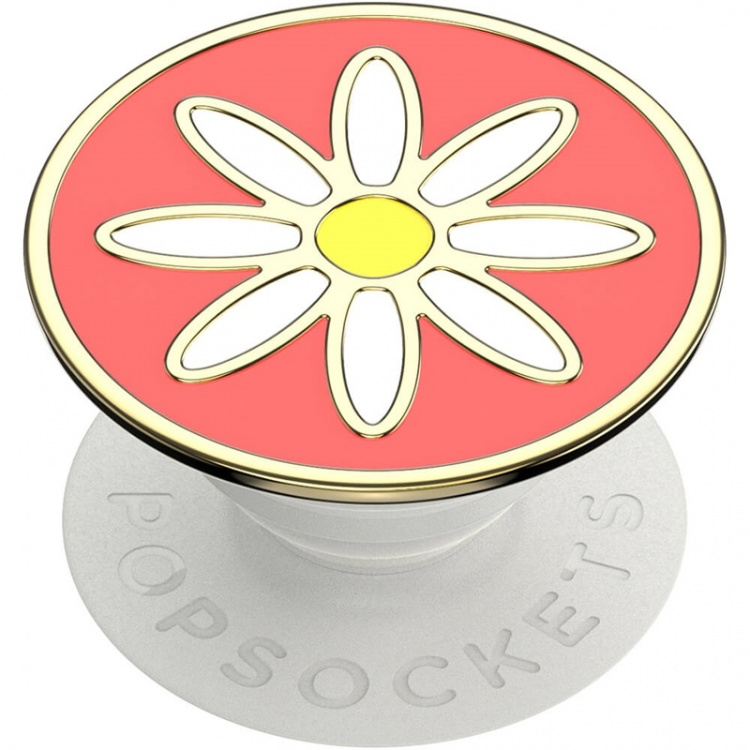 PopSockets Enamel Quaint Daisy Coral Removable Grip with Standfunction Premium