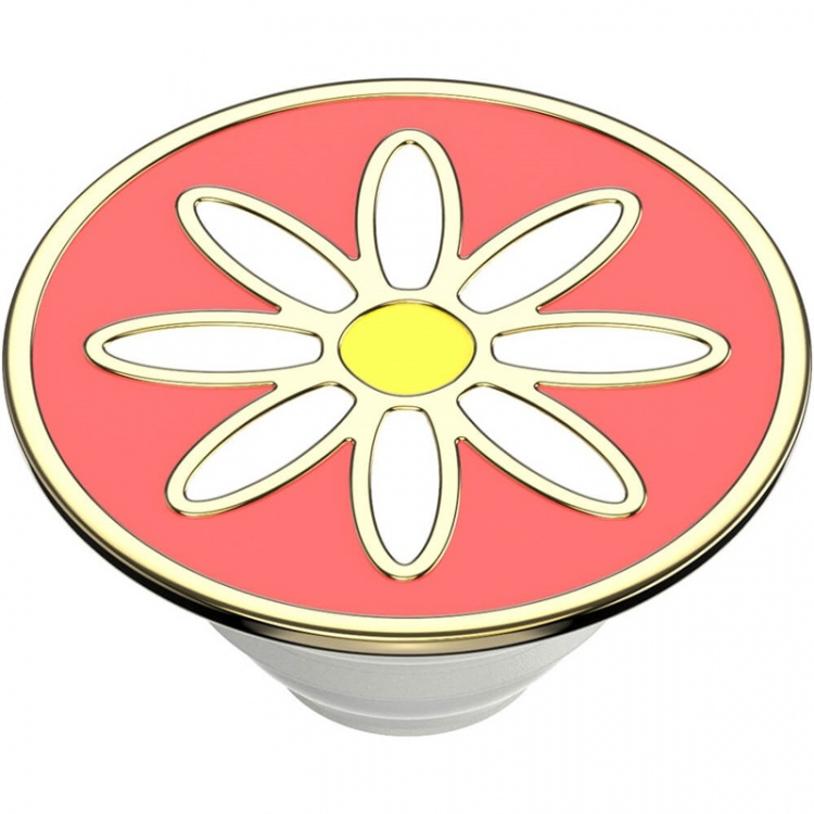 PopSockets Enamel Quaint Daisy Coral Removable Grip with Standfunction Premium