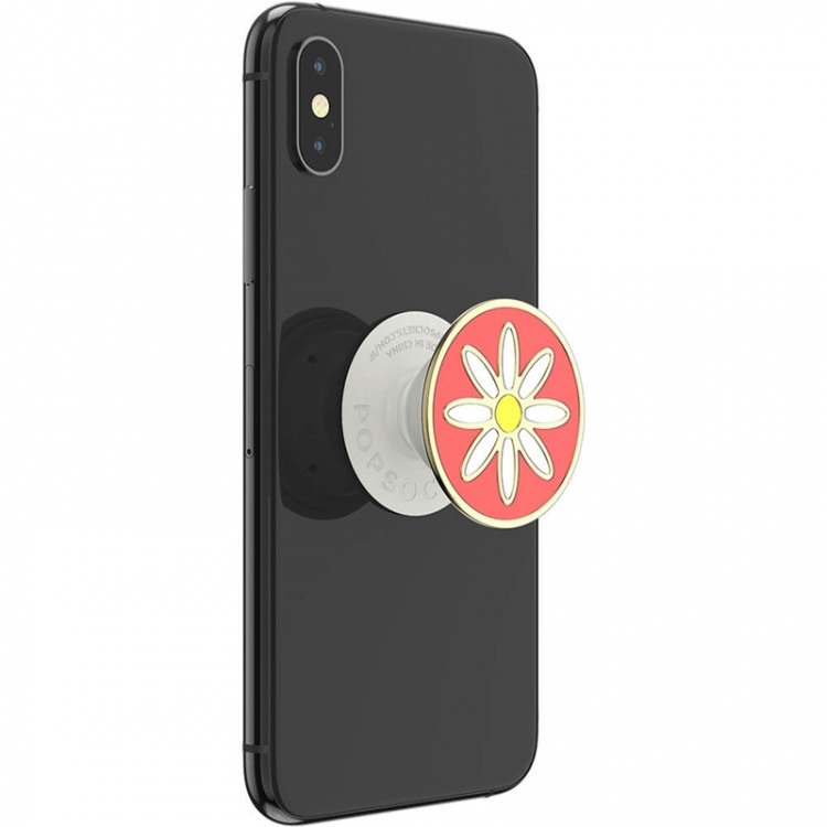 PopSockets Enamel Quaint Daisy Coral Removable Grip with Standfunction Premium