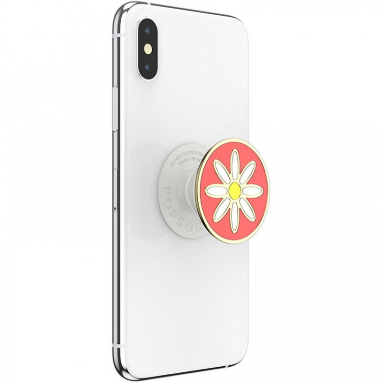 PopSockets Enamel Quaint Daisy Coral Removable Grip with Standfunction Premium