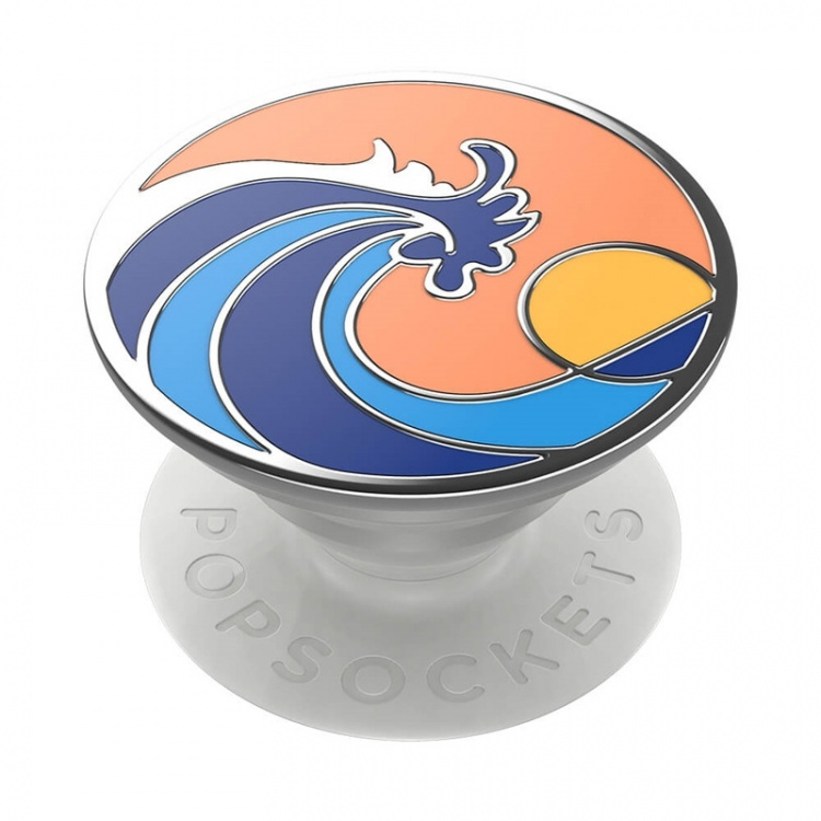 PopSockets Enamel Ride The Wave Coral Removable Grip with Standfunction Premium