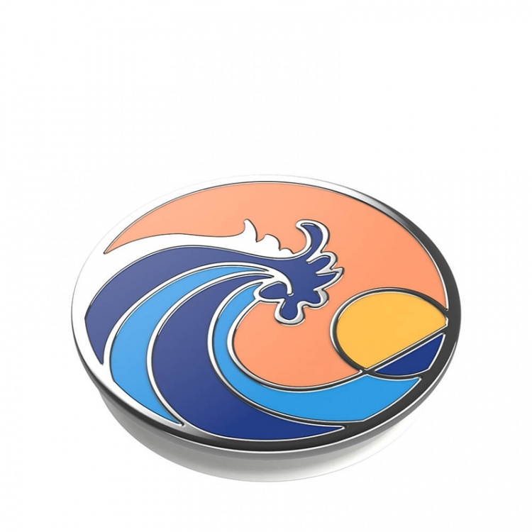 PopSockets Enamel Ride The Wave Coral Removable Grip with Standfunction Premium