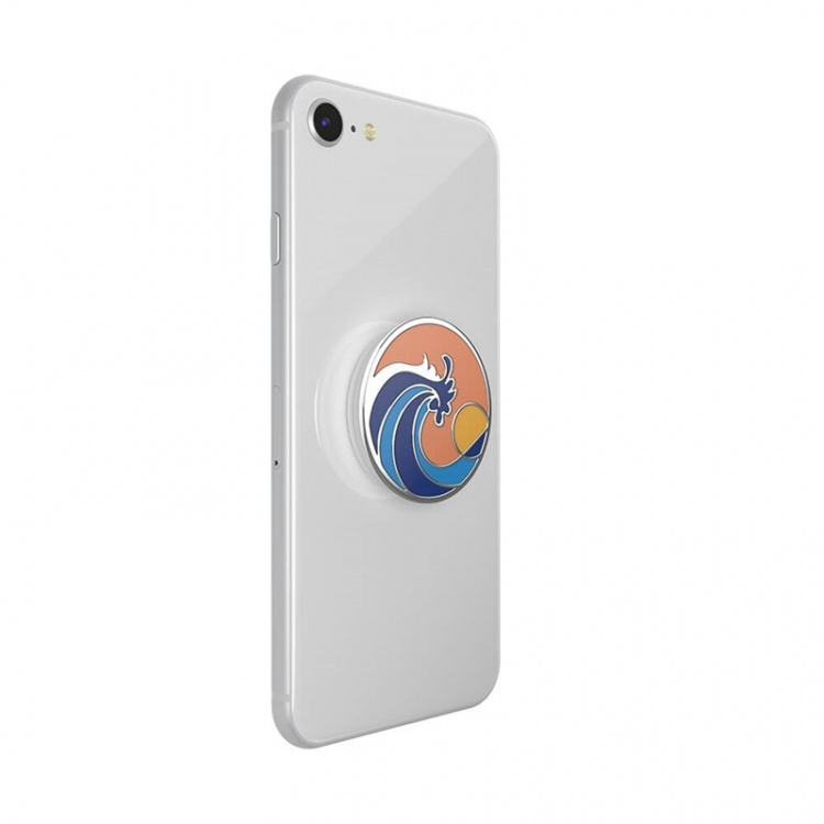PopSockets Enamel Ride The Wave Coral Removable Grip with Standfunction Premium