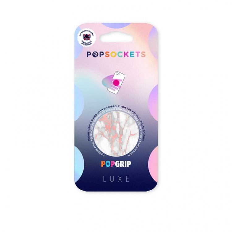 PopSockets Mirror Rose Gold Lutz Marble Gloss Removable Grip with Standfunction LUXE PopMirror