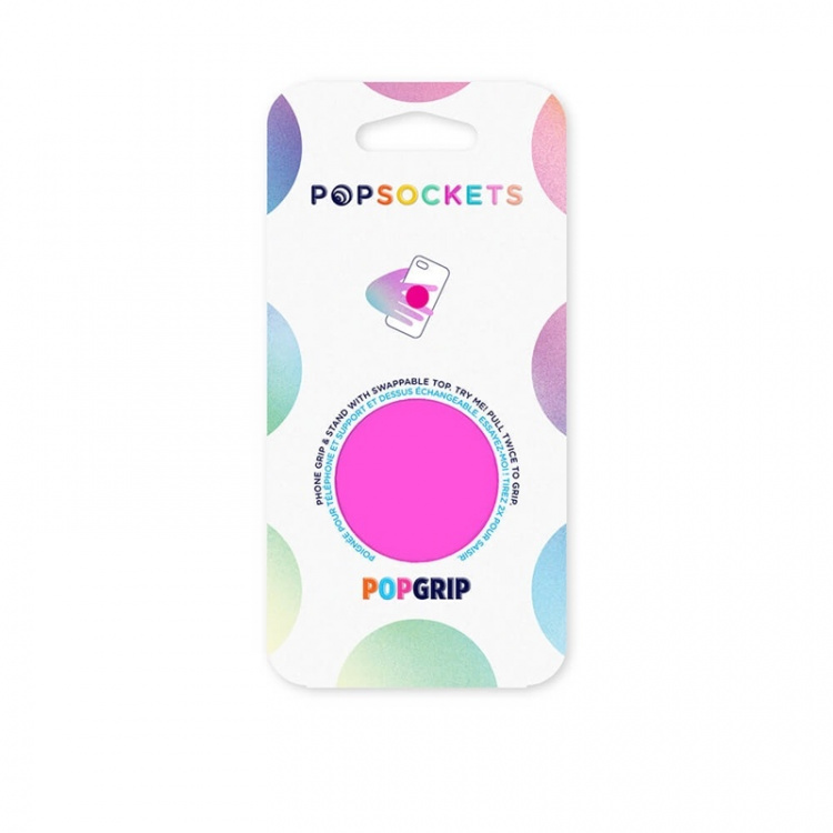 PopSockets Neon Day Glo Pink Removable Grip with Standfunction