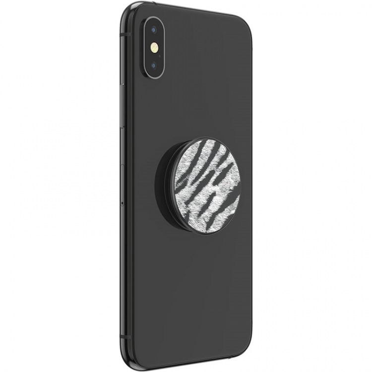 PopSockets Vegan Leather Zebra Removable Grip with Standfunction Premium