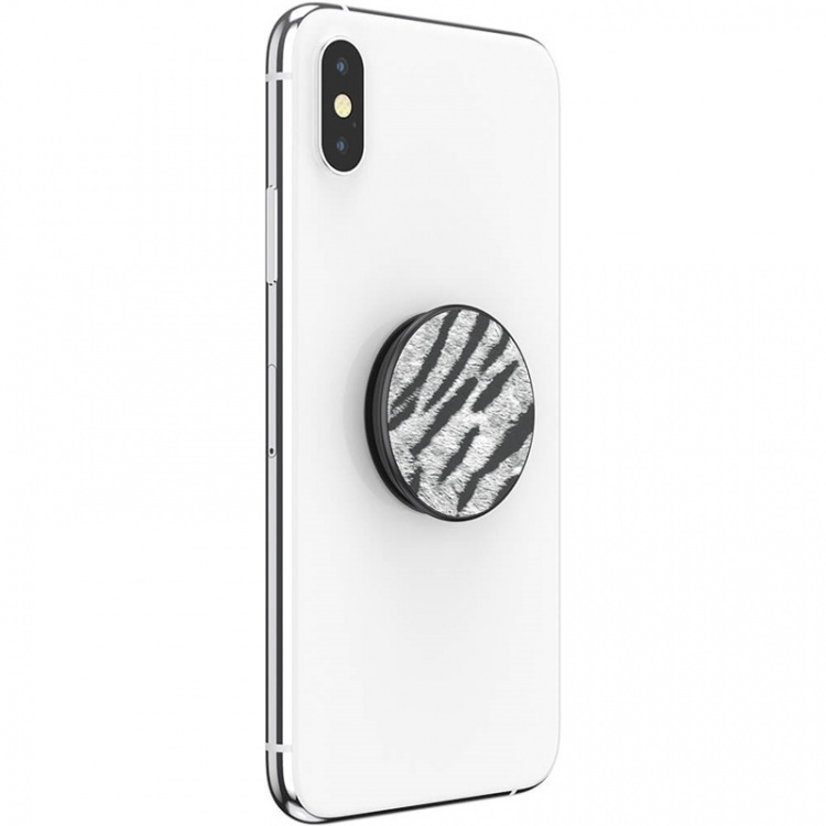 PopSockets Vegan Leather Zebra Removable Grip with Standfunction Premium