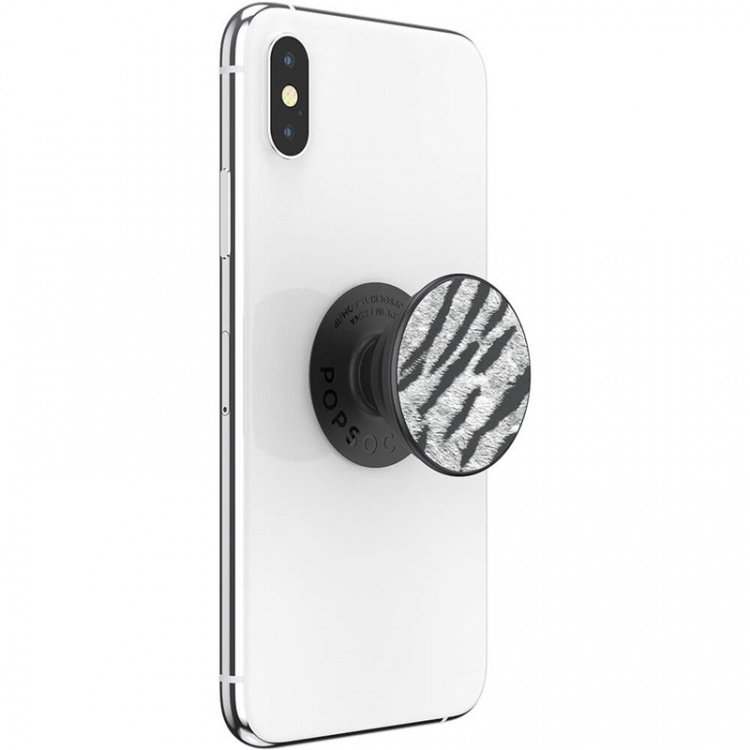 PopSockets Vegan Leather Zebra Removable Grip with Standfunction Premium