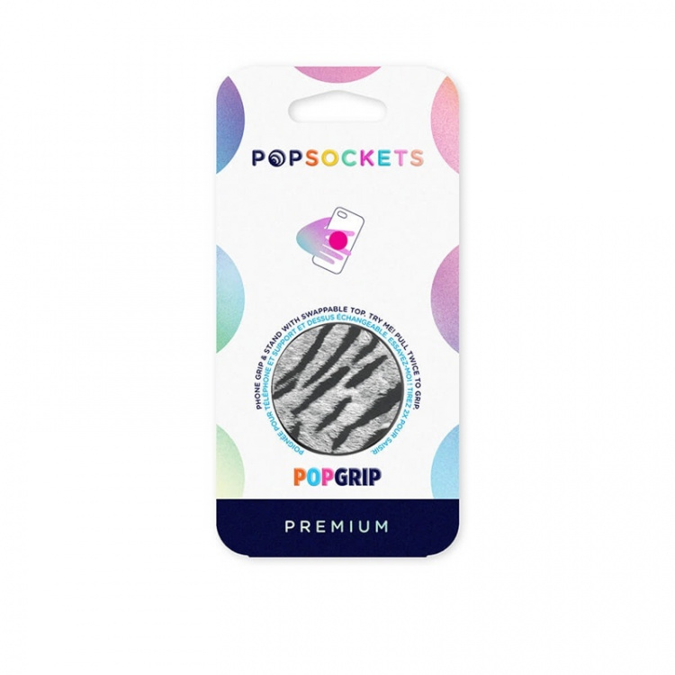 PopSockets Vegan Leather Zebra Removable Grip with Standfunction Premium