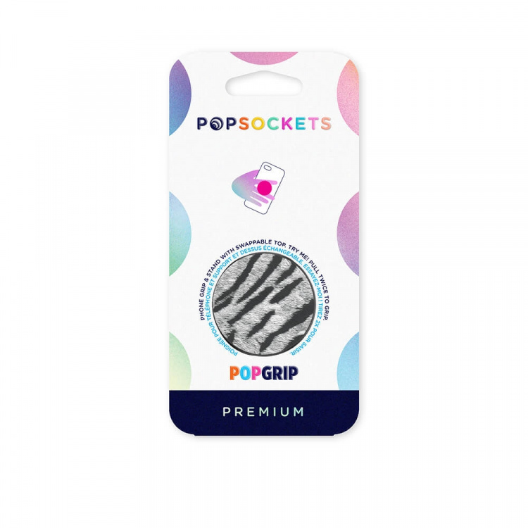 PopSockets Vegan Leather Zebra Removable Grip with Standfunction Premium