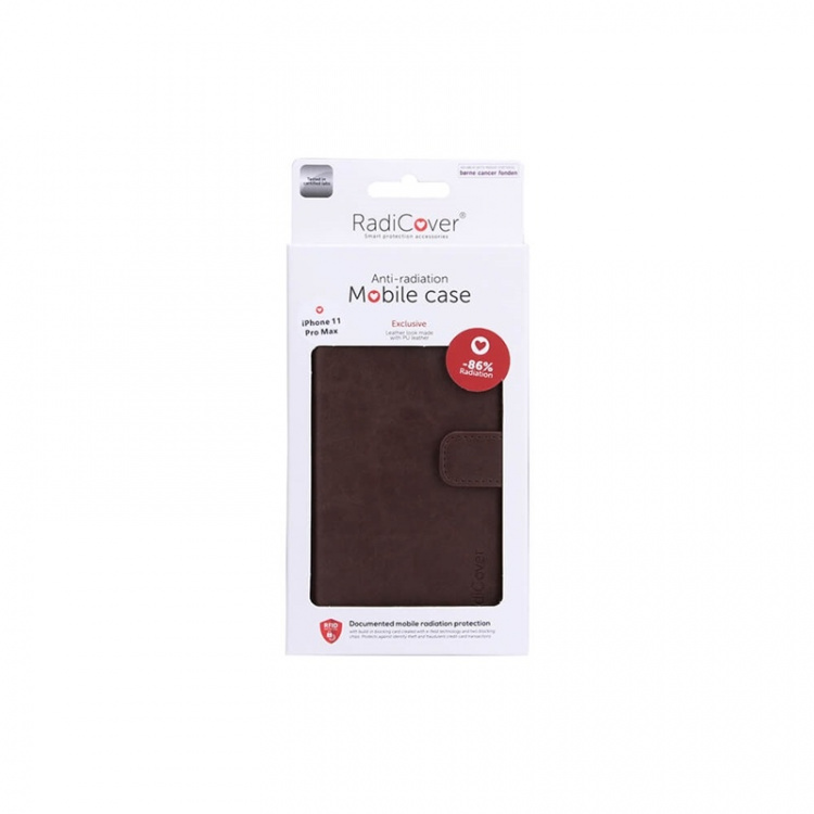 Radicover Radiationprotected Mobilewallet PU iPhone 11 Pro Max Flipcover Brown 3-Led RFID Radicover Radiationprotected Mobilewallet PU iPhone 11 Pro Max Flipcover Brown 3-Led RFID