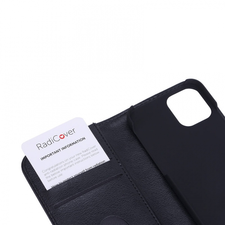 Radicover Wallet Case iPhone 12 Mini Anti-Radiation Flipcover RFID Black Radicover Wallet Case iPhone 12 Mini Anti-Radiation Flipcover RFID Black