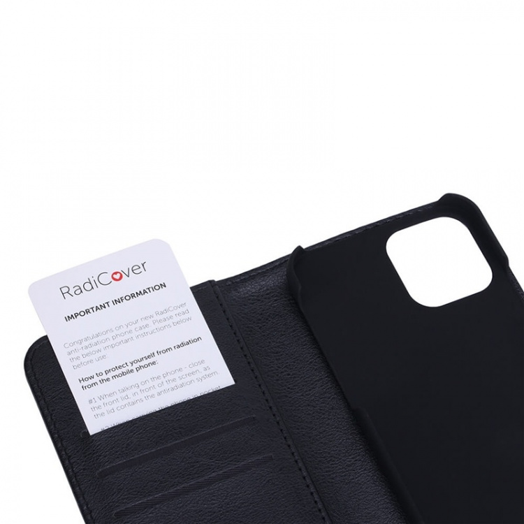 Radicover Wallet Case iPhone 12 / 12 Pro Anti-Radiation Flipcover RFID Black Radicover Wallet Case iPhone 12 / 12 Pro Anti-Radiation Flipcover RFID Black