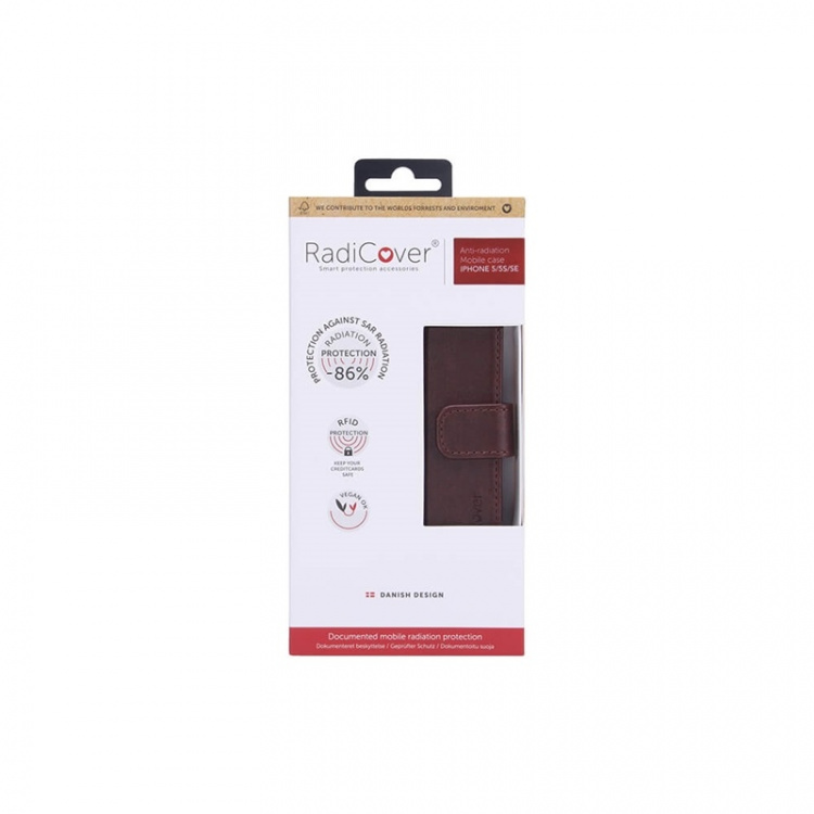Radicover Radiationprotected Mobilewallet PU iPhone 5/5S/SE Flipcover Brown Radicover Radiationprotected Mobilewallet PU iPhone 5/5S/SE Flipcover Brown