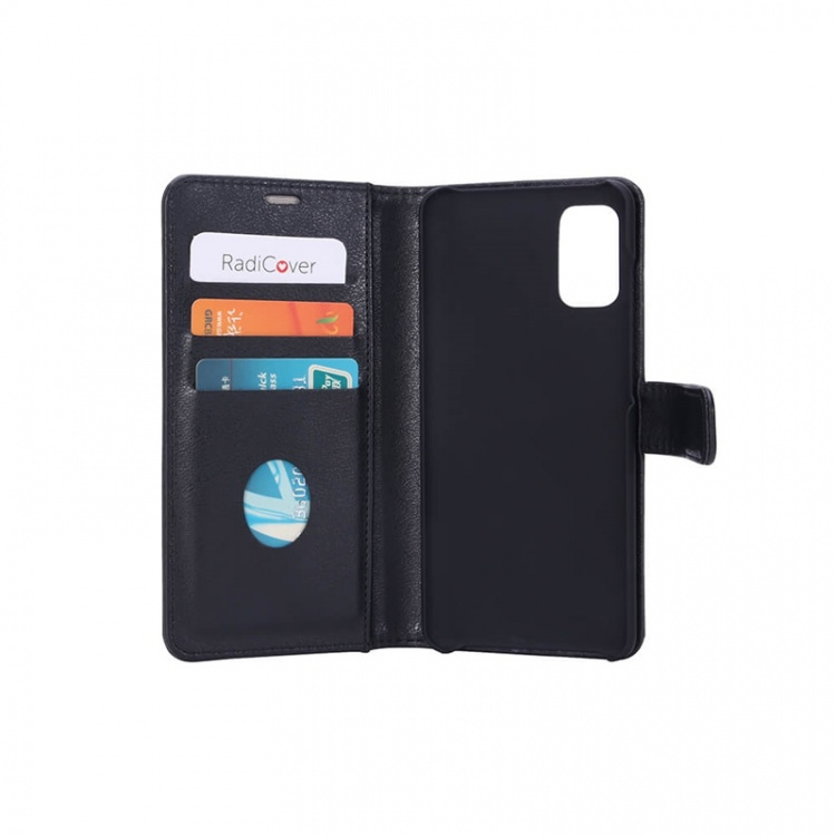Radicover Radiation protected Mobilewallet PU Samsung Galaxy A41 Flipcover Black 3-Led RFID