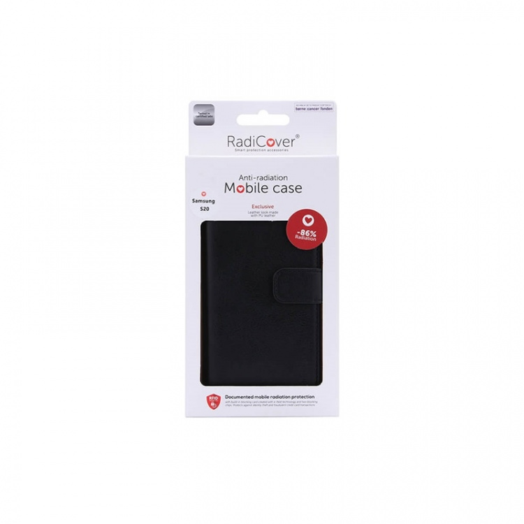 Radicover Radiationprotected Mobilewallet PU Samsung S20 Flipcover Black 3-Led RFID