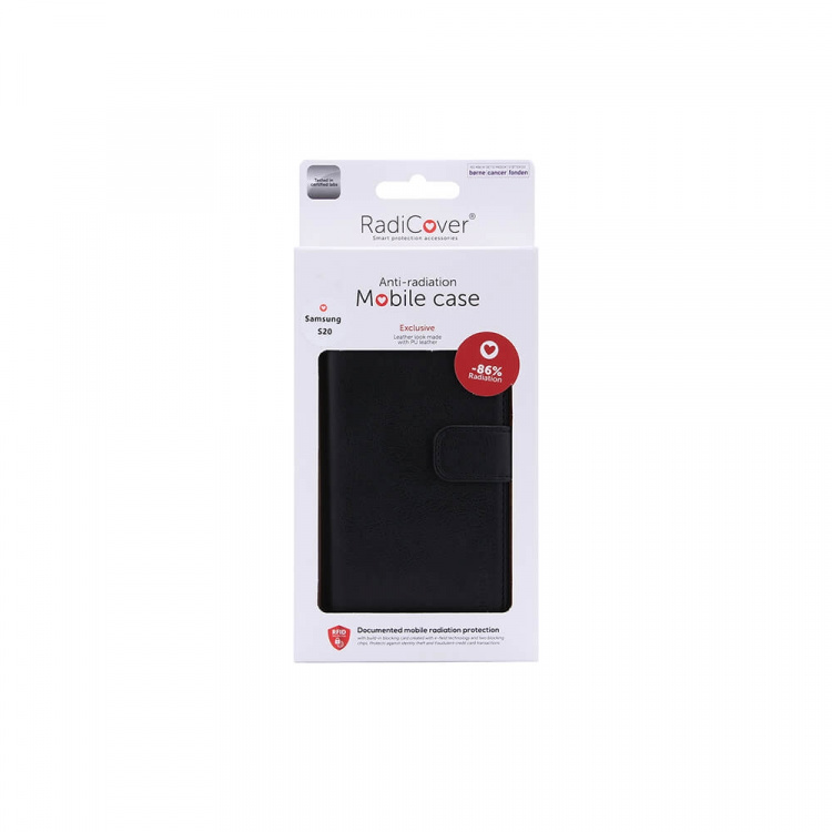 Radicover Radiationprotected Mobilewallet PU Samsung S20 Flipcover Black 3-Led RFID