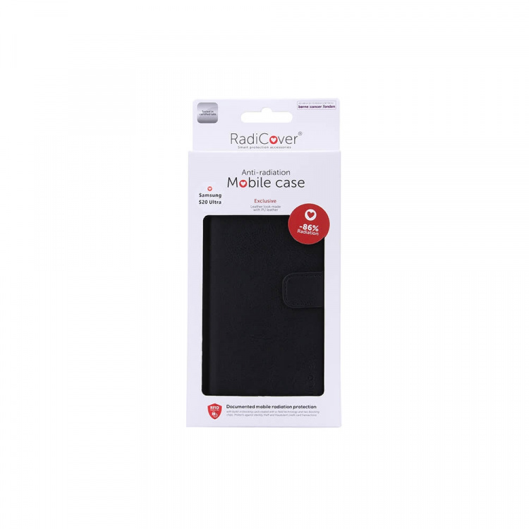 Radicover Radiationprotected Mobilewallet PU Samsung S20 Ultra Flipcover Black 3-Led RFID Radicover Radiationprotected Mobilewallet PU Samsung S20 Ultra Flipcover Black 3-Led RFID