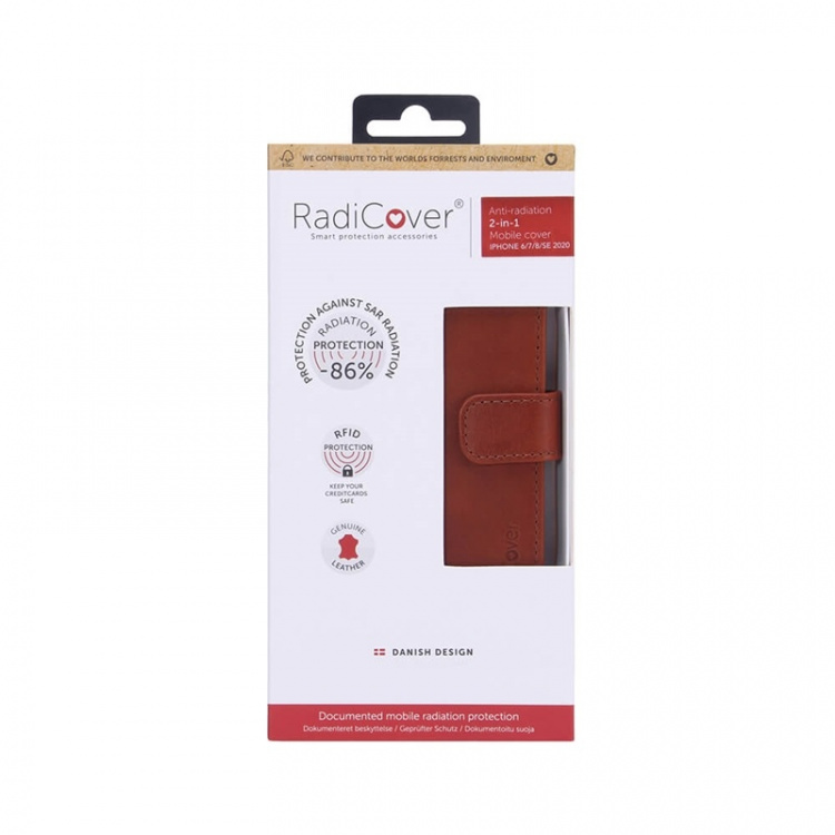 Radicover Radiationprotected Mobilewallet Leather iPhone 6/7/8/SE 2in1 Magnetskal Brown Radicover Radiationprotected Mobilewallet Leather iPhone 6/7/8/SE 2in1 Magnetskal Brown