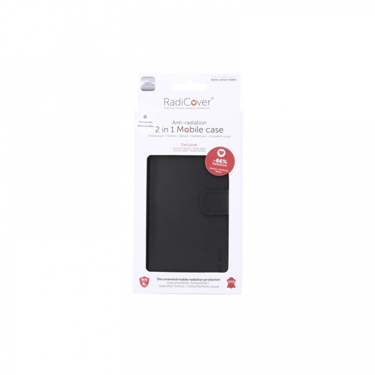 Radicover Radiationprotected Mobilewallet Leather iPhone Xs Max 2in1 Magnetcover Black