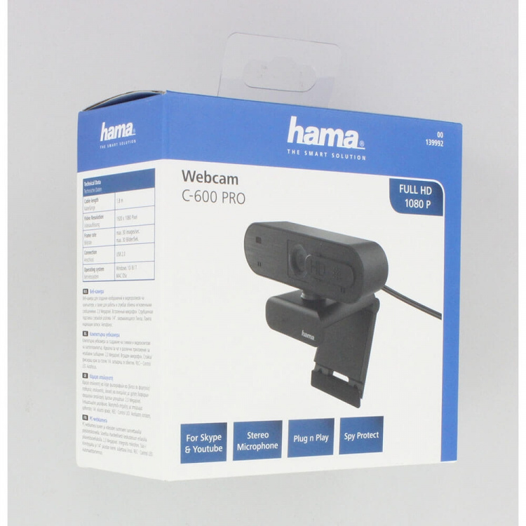 Hama Webbkamera Full HD Spy Protection 16:9 Stereo Svart Hama Webbkamera Full HD Spy Protection 16:9 Stereo Svart