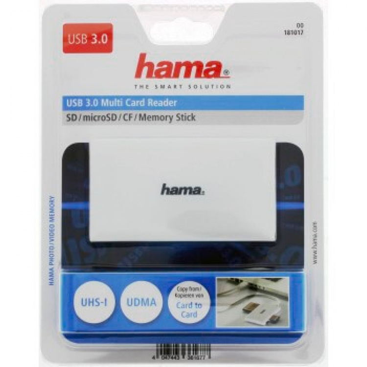 Hama Cardreader USB 3.0 Multi SD/Micro/CF/MS White