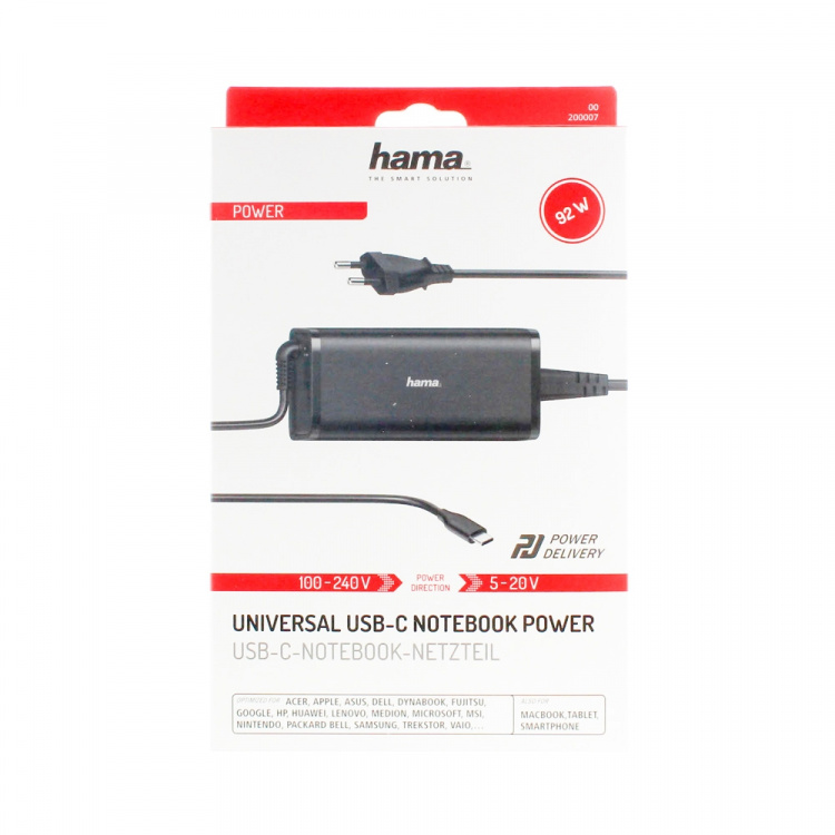 Hama Power Supply USB-C 100-240V 5-20V/100W Hama Power Supply USB-C 100-240V 5-20V/100W