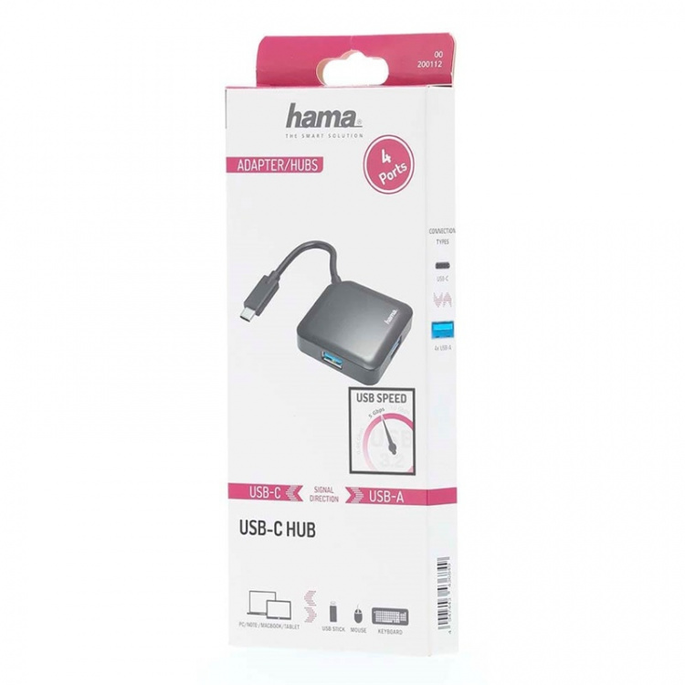 Hama Hub USB-C 4x Portar 5 Gbit/s