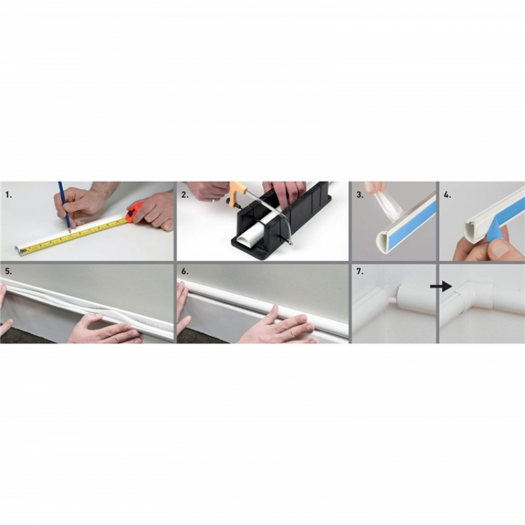 D-LINE Cable Trunking Kit 22x22mm 3x Cable Trunking/Accessories 1.0m