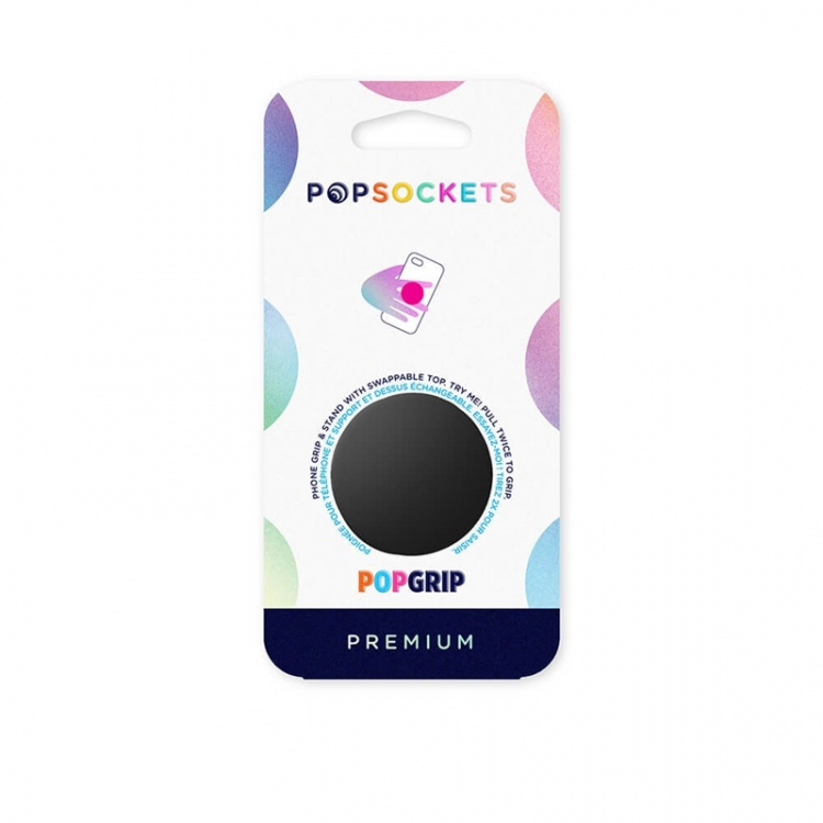 PopSockets Aluminum Black Removable Grip with Standfunction Premium