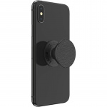 PopSockets Pebbled Vegan Leather Black Removable Grip with Standfunction Premium