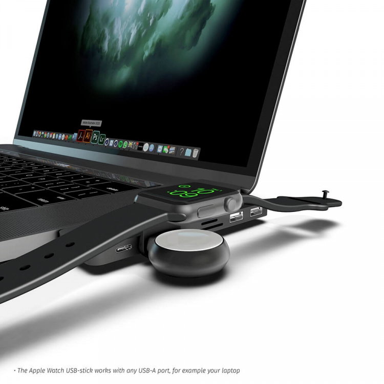 Zens Apple Watch Charger QI USB-Stick Aluminium Svart