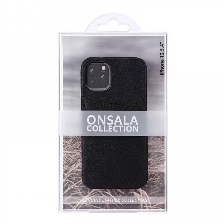 Onsala Cover Leather Black iPhone 12 5,4