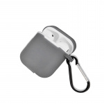 Airpods Protective case with hook, Grey