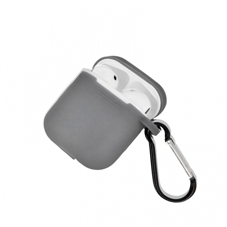 Airpods Protective case with hook, Grey