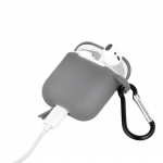 Airpods Protective case with hook, Grey