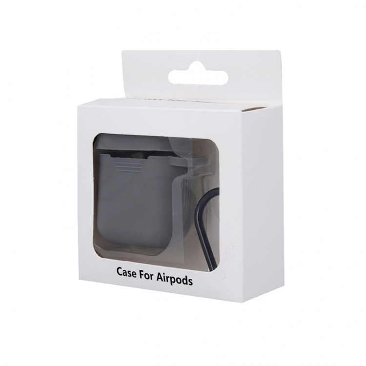 Airpods Protective case with hook, Grey