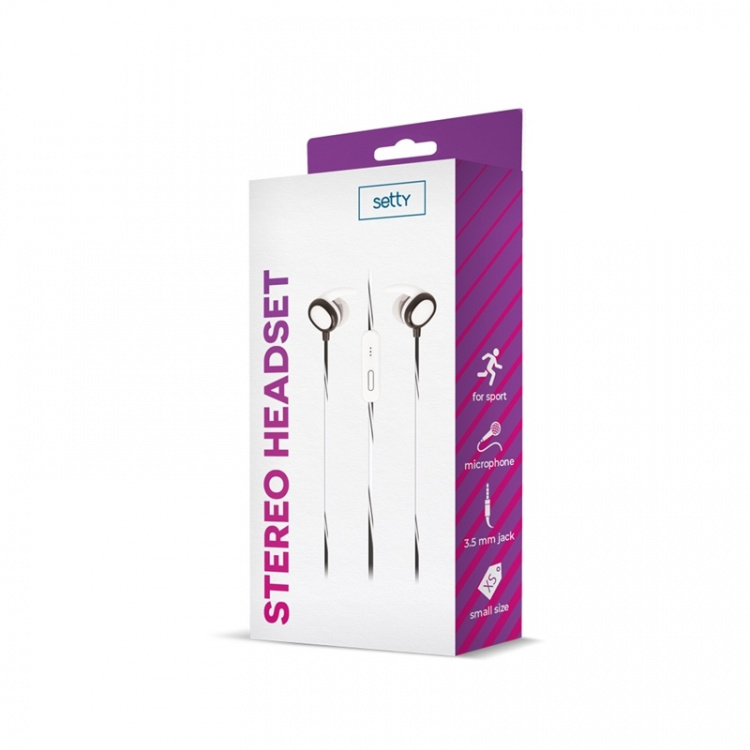 Setty Sports headphones with secure fit, White