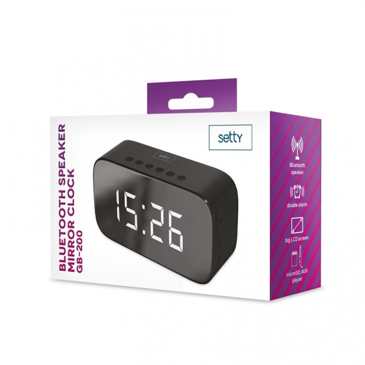 Setty GB-200 Alarm Clock with Bluetooth 5.0, Black