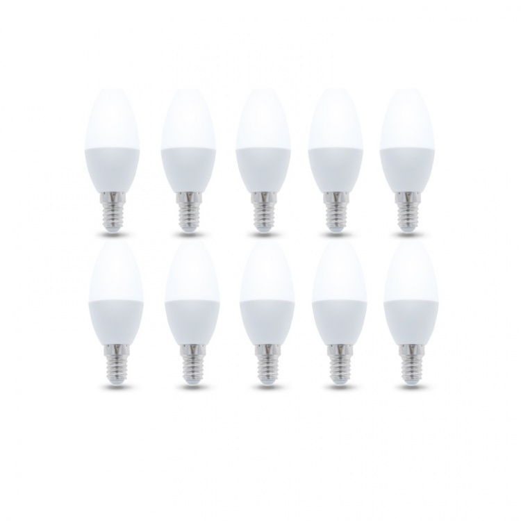 LED Lamp E14, C37, 6W, 230V, 4500K 10-pack, White neutral