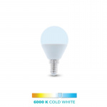 LED Bulb E14, G45, 6W, 6000K, Cool White