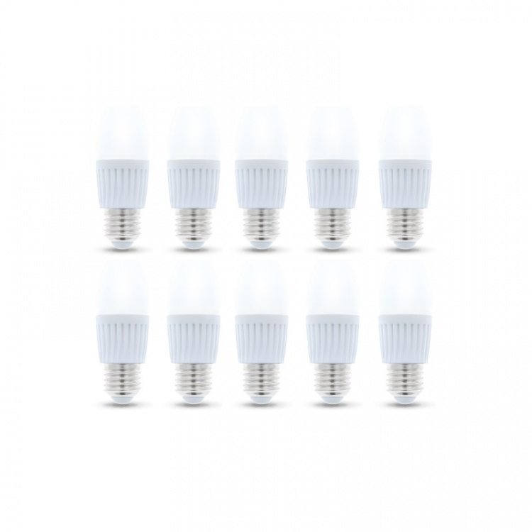 LED Lamp E27, C37, 10W, 230V, 6000K, Ceramic 10-pack, Cool White