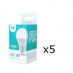 LED Lamp E27, G45, 6W, 3000K 5-pack, Warm White