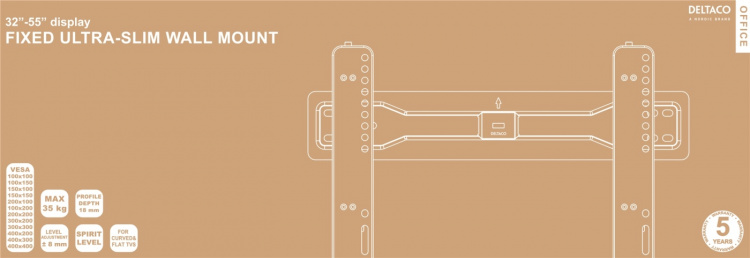 DELTACO Office, fixed ultra-slim wall, 32