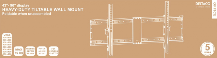 DELTACO Office, heavy-duty tilt foldable, 43