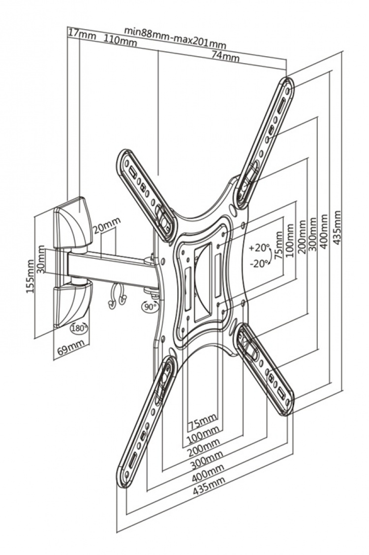 DELTACO Office, full-motion 2-way wall, 23 DELTACO Office, full-motion 2-way wall, 23
