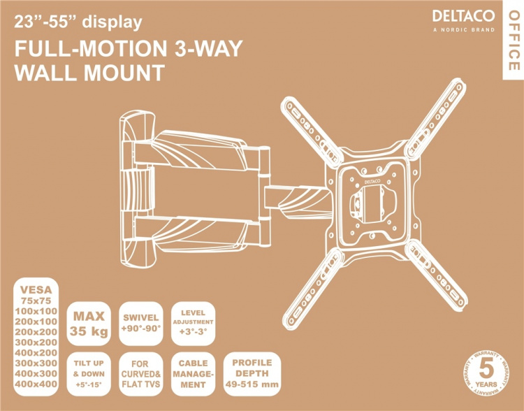 DELTACO Office, full-motion 3-way wall, 23 DELTACO Office, full-motion 3-way wall, 23